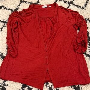 Anthro 9-H15 Stcl button top in rust